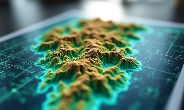 Dettaglio di una mappa satellitare moderna elaborata con IA