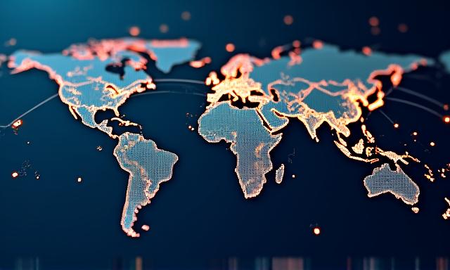 Rete logistica globale con linee di connessione su mappa digitale